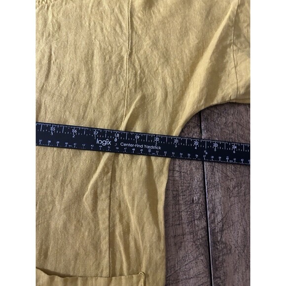 Francesca Bettini 100% Linen Short Sleeve Top in Goldenrod Pockets Size Medium - Picture 4 of 5